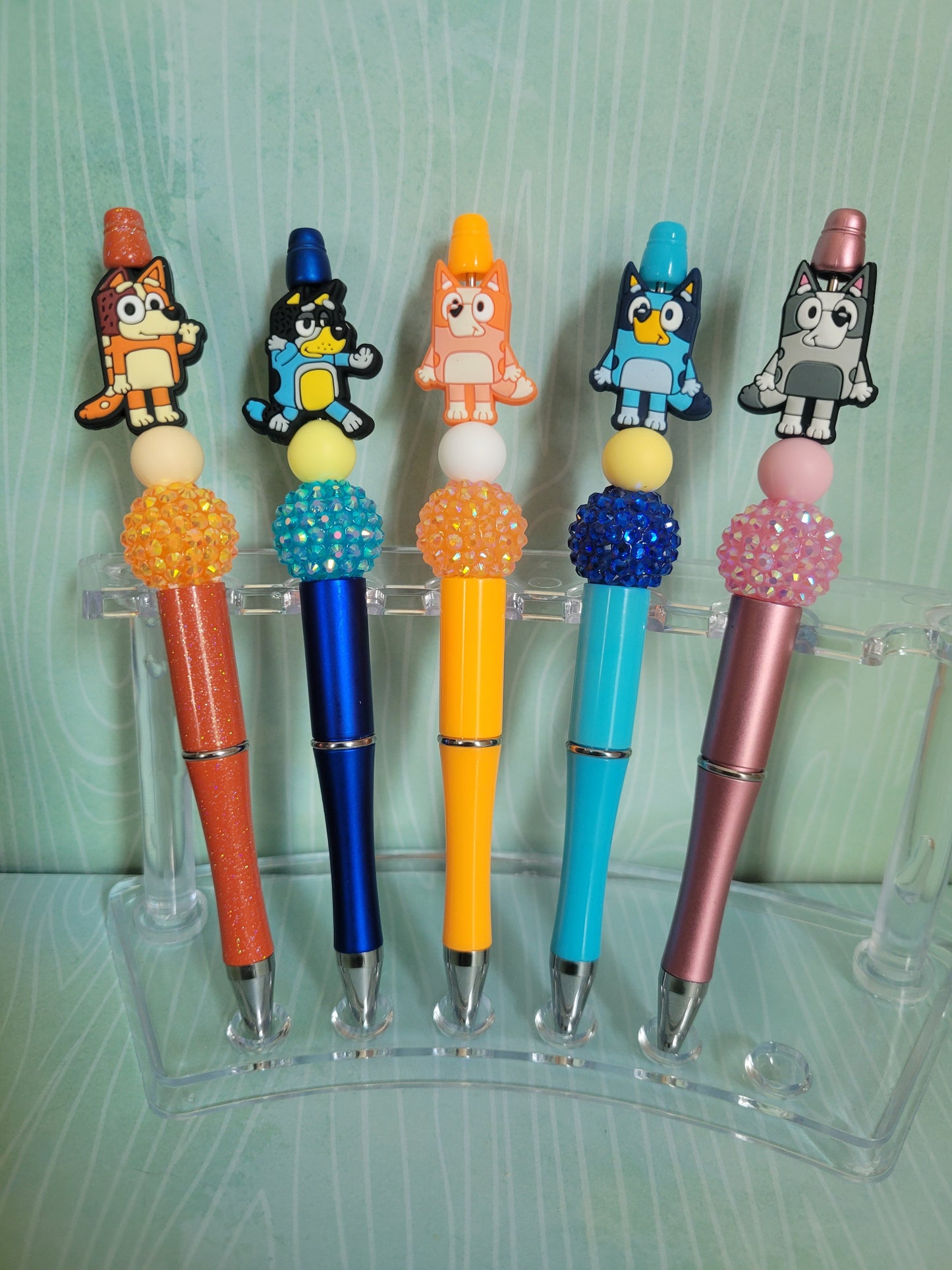 Blue Dog Beaded Pens