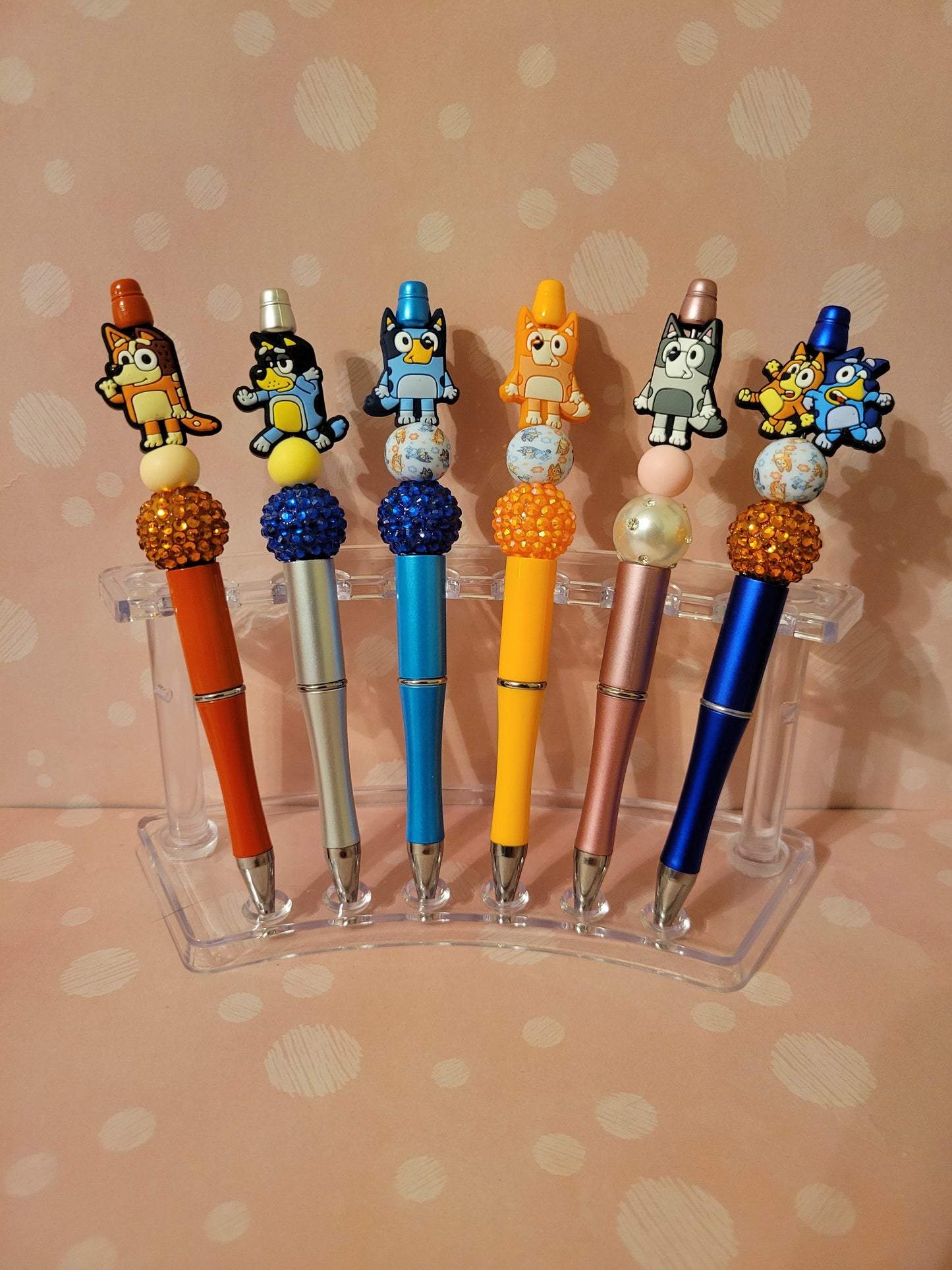 Blue Dog Beaded Pens