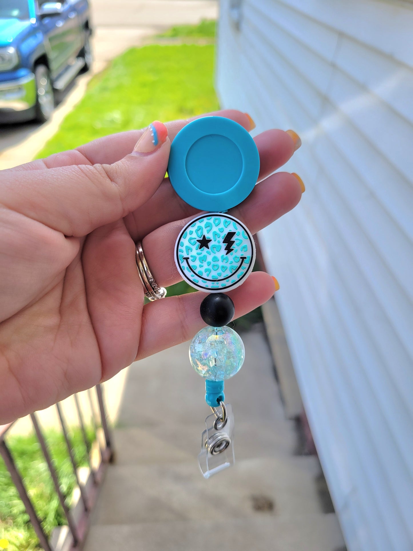 Smile Beaded Badge Reel