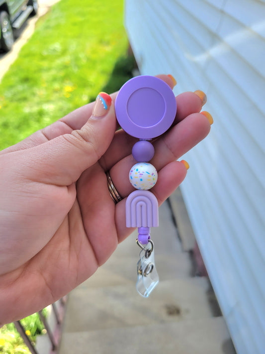 Purple Beaded Badge Reel