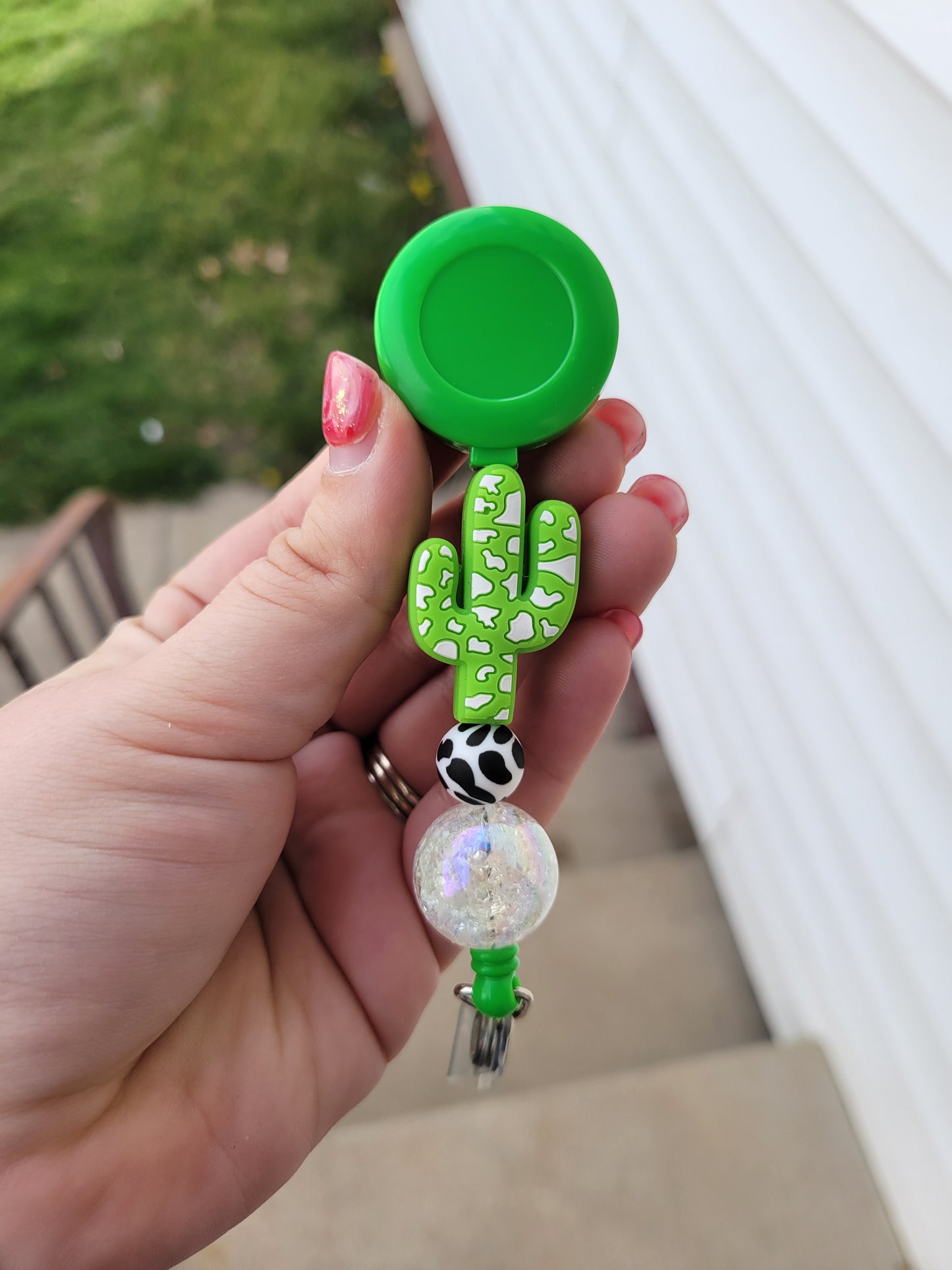 Cactus Beaded Badge Reel